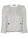 Elisabetta Franchi Tweed Cropped Jacket In Grey
