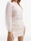 Elisabetta Franchi Tweed-paneled Open-back Mini Dress In White