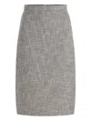 Elisabetta Franchi Tweed Side-split Midi Skirt In Gray