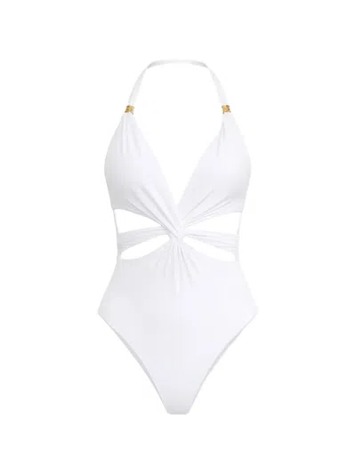 Elisabetta Franchi Twist Cut-out Swimsuit In White