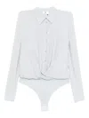 Elisabetta Franchi Twist-front Button Bodysuit In Blue