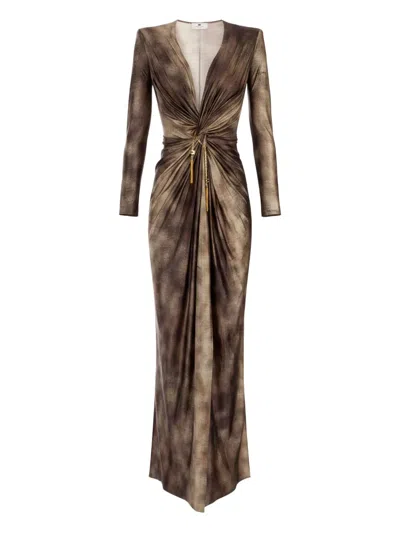 ELISABETTA FRANCHI TWIST-FRONT MAXI DRESS