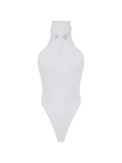 Elisabetta Franchi Twist-detail Mock-neck Bodysuit In White