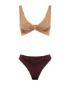 Elisabetta Franchi Two-color Two-piece Swimsuit In Nude