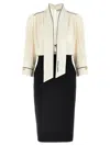 Elisabetta Franchi Georgette Crepe Midi Dress In Multicolor