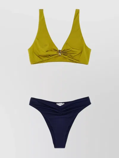 ELISABETTA FRANCHI TWO-PIECE SWIMSUIT V-NECK TOP