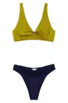 Elisabetta Franchi Two-tone Lycra Bikini With Glossy Top In Multi