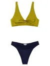 Elisabetta Franchi Two-tone Lycra Bikini With Glossy Top In Multi