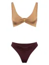 Elisabetta Franchi Two-color Two-piece Swimsuit In Brown