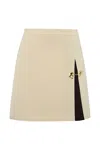 Elisabetta Franchi Two-tone Crepe Skirt In Lemonade/cacao