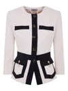 Elisabetta Franchi Color-block Double Crepe Jacket In Pink