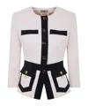 Elisabetta Franchi Two-tone Logo-detail Jacket In White