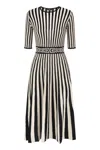 ELISABETTA FRANCHI TWO-TONE MIDI DRESS WITH PLEATED SKIRT FOR WOMEN