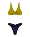 Elisabetta Franchi Two-tone Lycra Bikini With Glossy Top In Multi
