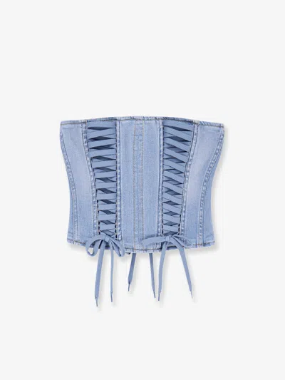 Elisabetta Franchi Urban Denim Bustier In Blue