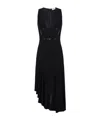 Elisabetta Franchi V-neck Asymmetric Midi Dress In Black