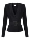 Elisabetta Franchi Waist Belt Long Sleeve Jacket In Black