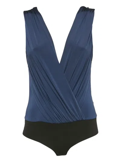 Pre-owned Elisabetta Franchi V-neck Bodysuit In Blue
