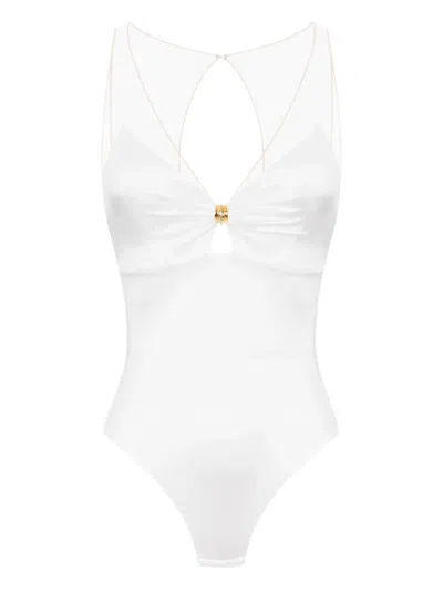 Elisabetta Franchi V-neck Bodysuit In White