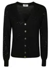 Elisabetta Franchi V-neck Textured Pattern Knitwear Cardigan In Black