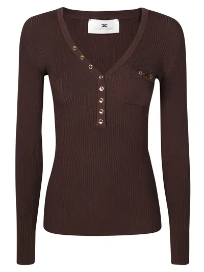 Elisabetta Franchi V-neck Cardigan In Brown
