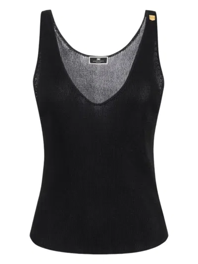 Elisabetta Franchi V-neck Detail Top Tricot In Black