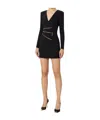 Elisabetta Franchi Deep V-neck Dress With Gold Zipper Detail In Black