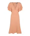 Elisabetta Franchi Waist Fitted Midi Length Scalloped V-neck In Nude