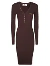 Elisabetta Franchi V-neck Knit Dress In Brown