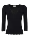 Elisabetta Franchi V Neck Knit Sweater In Black