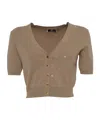 Elisabetta Franchi Brown Cropped Sweater In Brown