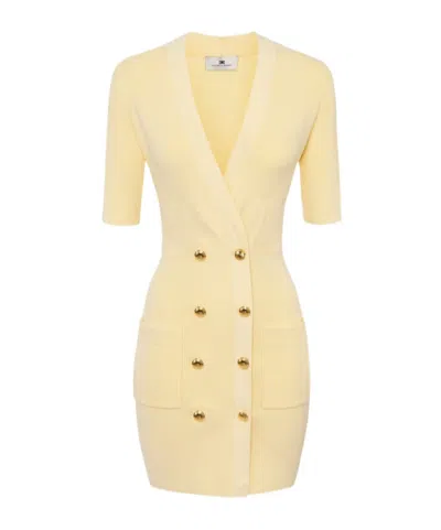 Elisabetta Franchi V-neck Knitted Dress In Lemonade