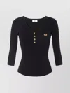 Elisabetta Franchi Micro Ribbed Sweater With Pocket In Black