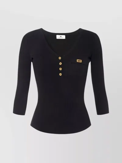 ELISABETTA FRANCHI V-NECK KNITWEAR SWEATERS BUTTON DETAILING