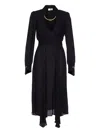 Elisabetta Franchi Dress In Georgette Fabric With Jewel Foulard Scarf In Black