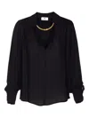 Elisabetta Franchi V-neck Long-sleeve Blouse In Black