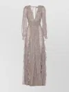 Elisabetta Franchi Red Carpet Georgette Dress With Polka Dots And Ribbons