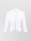 Elisabetta Franchi V-neck Long Sleeve Top With Gold Buttons In White