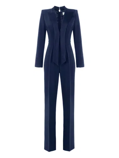 Elisabetta Franchi V-neck Long-sleeves Jumpsuit In Blue