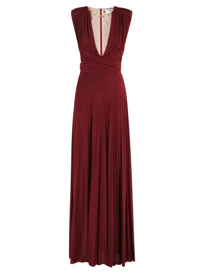 Elisabetta Franchi V-neck Maxi Dress In Red