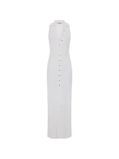 Elisabetta Franchi Button-front Maxi Dress In Gray