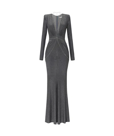 Elisabetta Franchi V-neck Mermaid Dress In Black