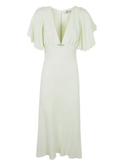 Elisabetta Franchi V-neck Midi Dress In White