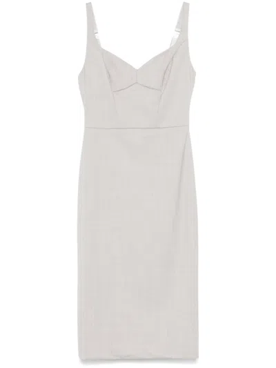 Elisabetta Franchi V-neck Midi Dress In 灰色