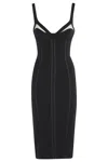 Elisabetta Franchi Adjustable Straps Bustier Cut-out Midi Pencil In Black