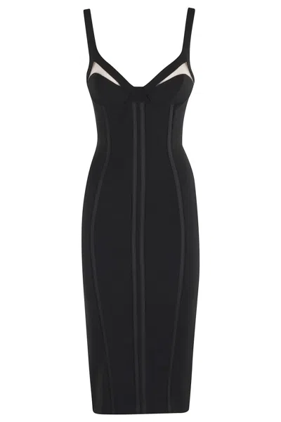 Elisabetta Franchi V-neck Midi Dress In Black