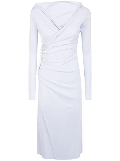 Elisabetta Franchi Draped Button-detail Dress In White