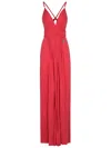 Elisabetta Franchi V-neck Pleated Gown In Fuchsia
