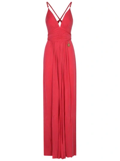 ELISABETTA FRANCHI V-NECK PLEATED GOWN