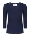 Elisabetta Franchi Ribbed V-neck Sweater In Blue
